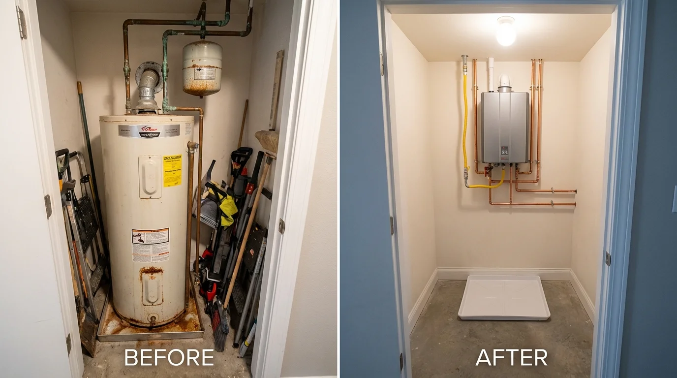 Tank water heater versus wall-mounted tankless unit comparison for Orangeburg, NY homeowners